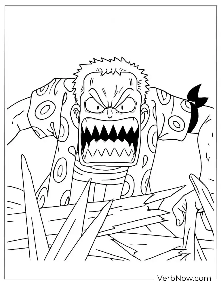 Zoro with funny expression coloring page