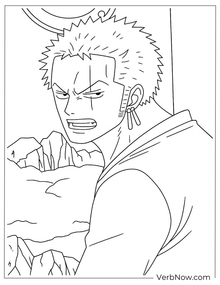 Zoro fierce look coloring page