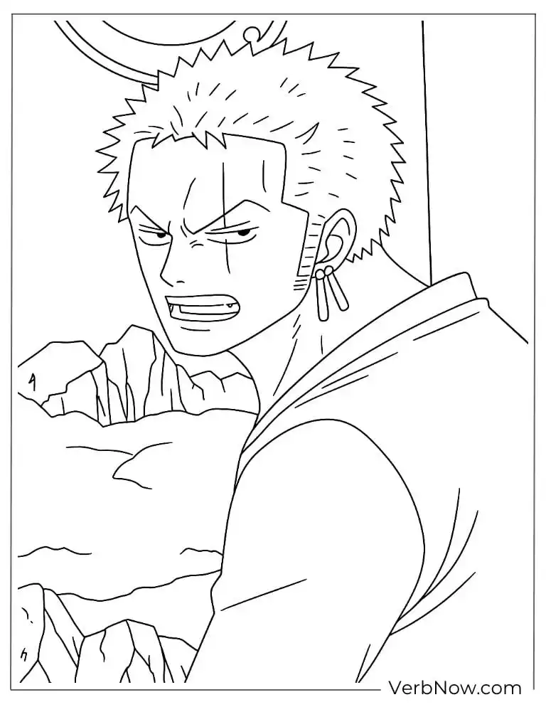 Zoro fierce look coloring page