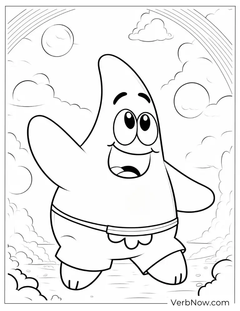 Coloring page of Patrick smiles brightly