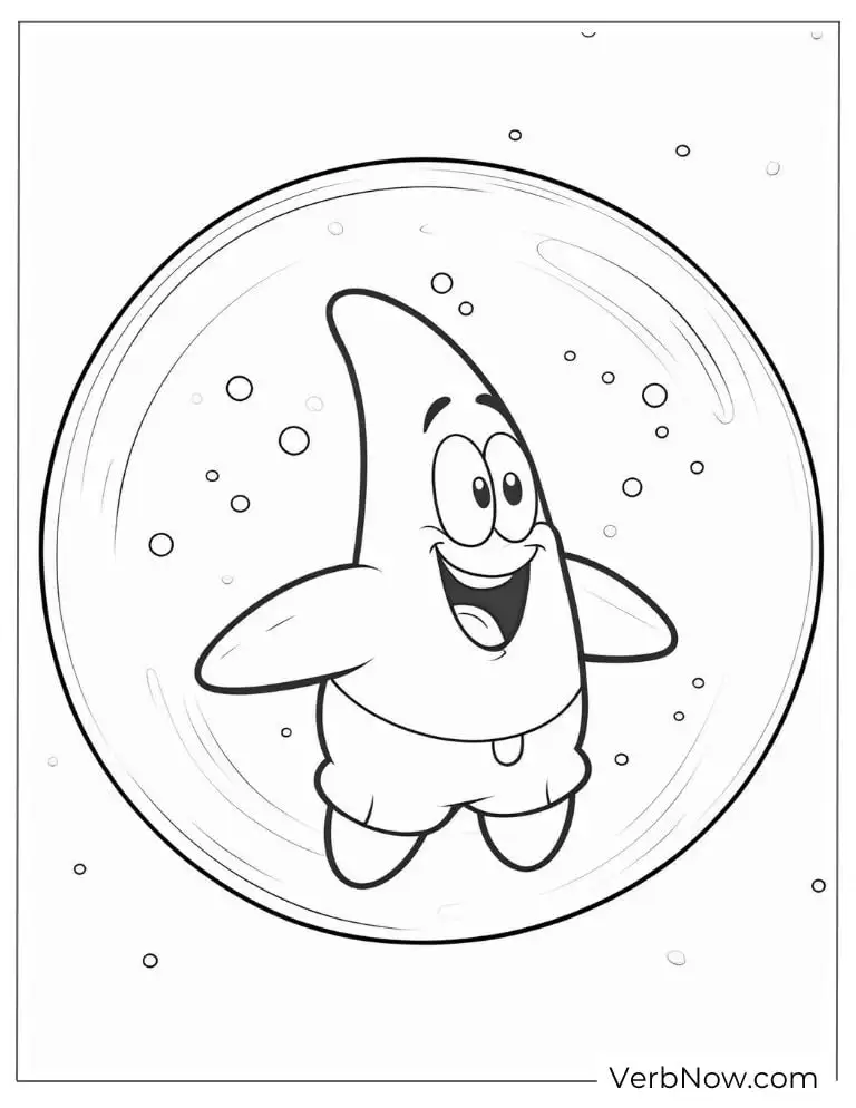 Patrick floats joyfully inside a bubble in space