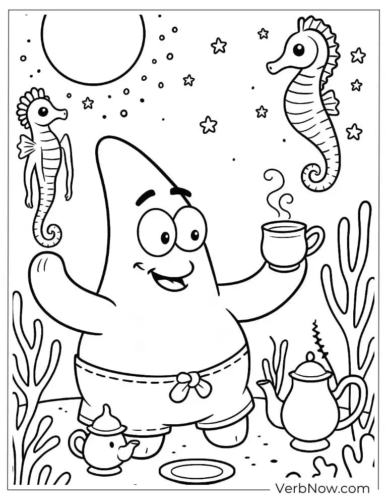 Patrick enjoys tea with seahorses under the stars