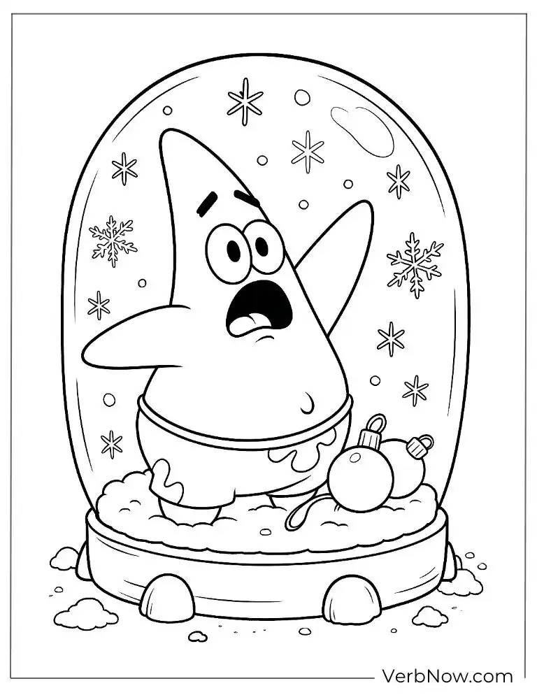Patrick is stuck inside a snow globe looking surprised
