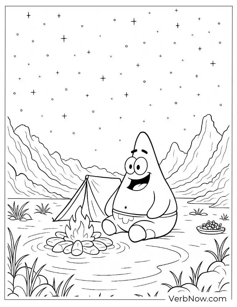 Patrick sits by a campfire under the stars