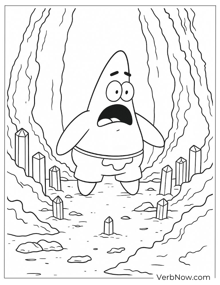 Patrick looks scared exploring a deep cave