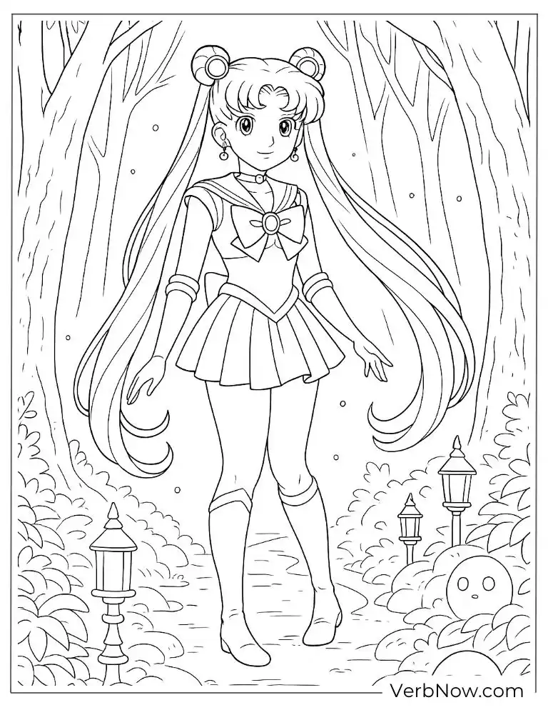 Sailor Moon in a magical forest