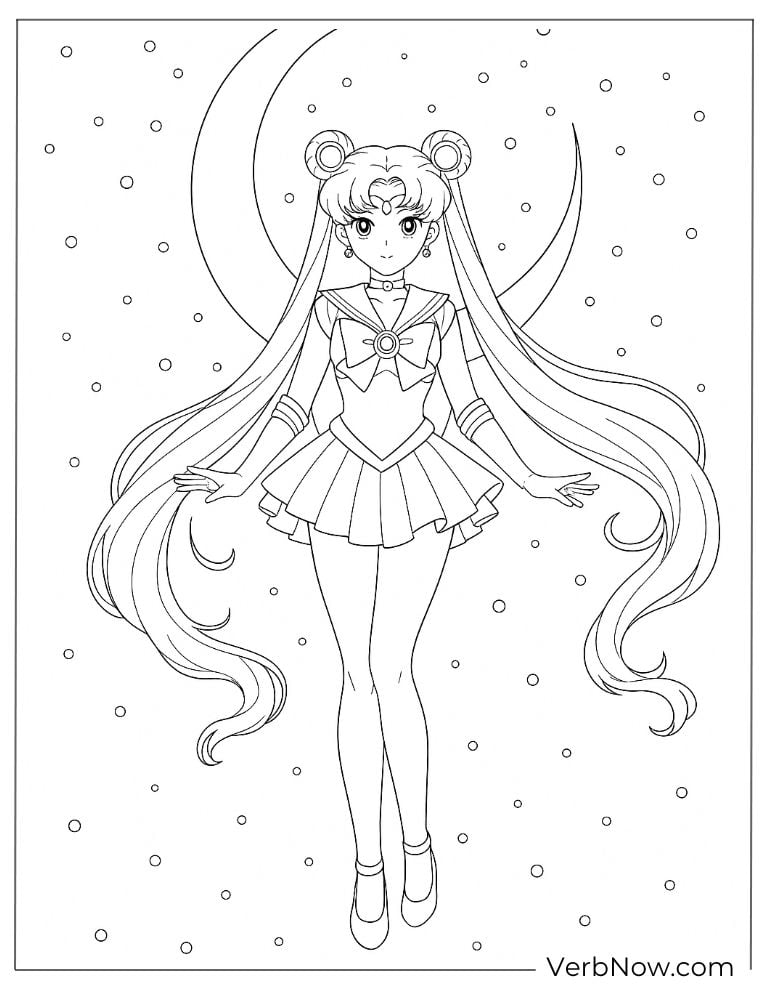 Sailor Moon floating under stars