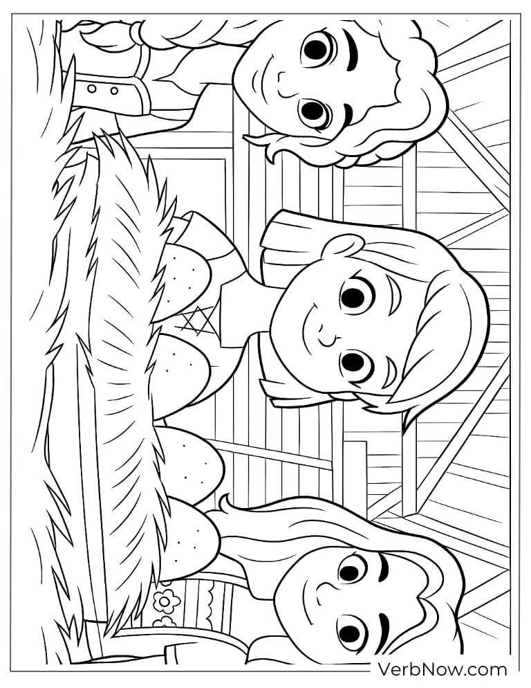 Three girls smile while working together in the stable