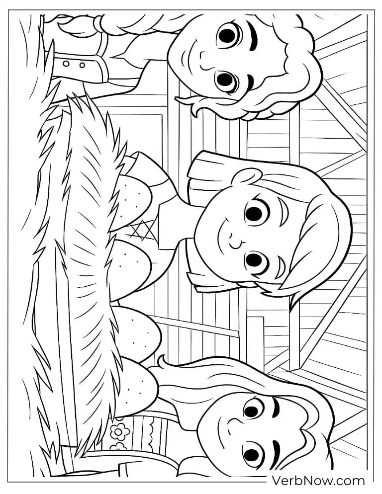 Three girls smile while working together in the stable