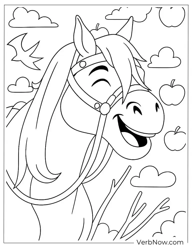Spirit smiles happily among the apple trees