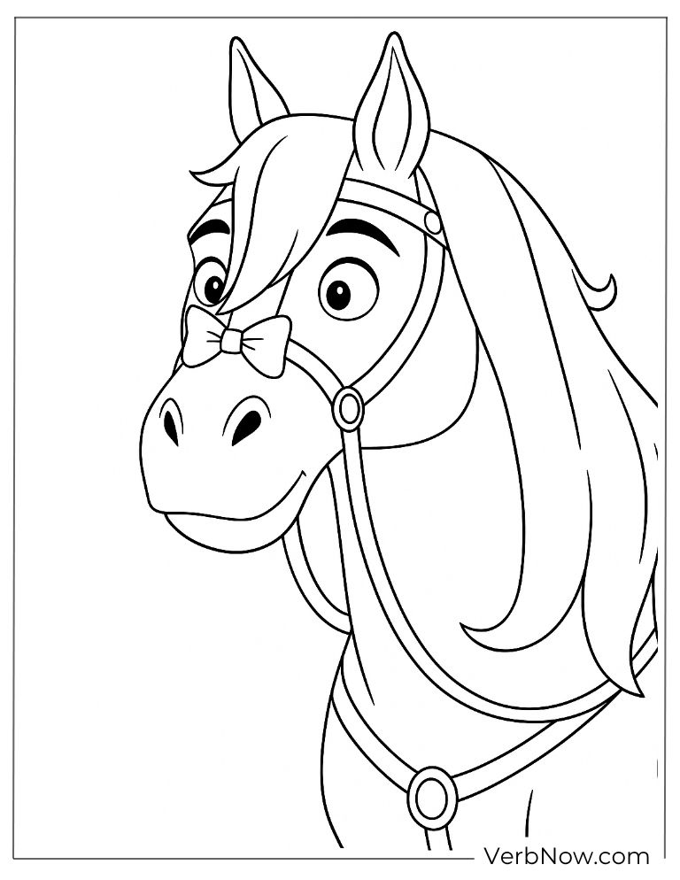 Spirit wears a cute bow coloring page