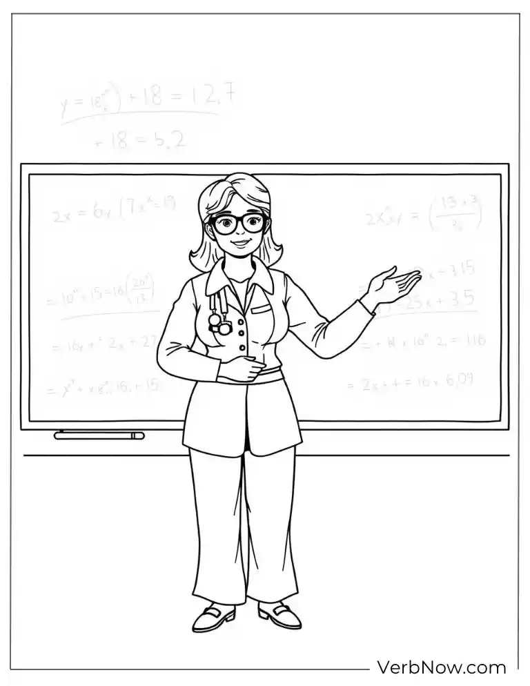 A math teacher explains equations on the board