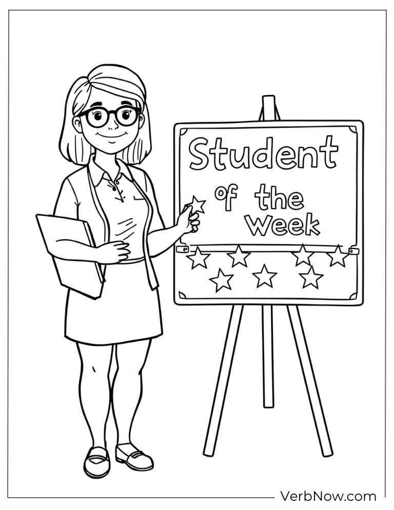 A proud teacher presents the "Student of the Week" award