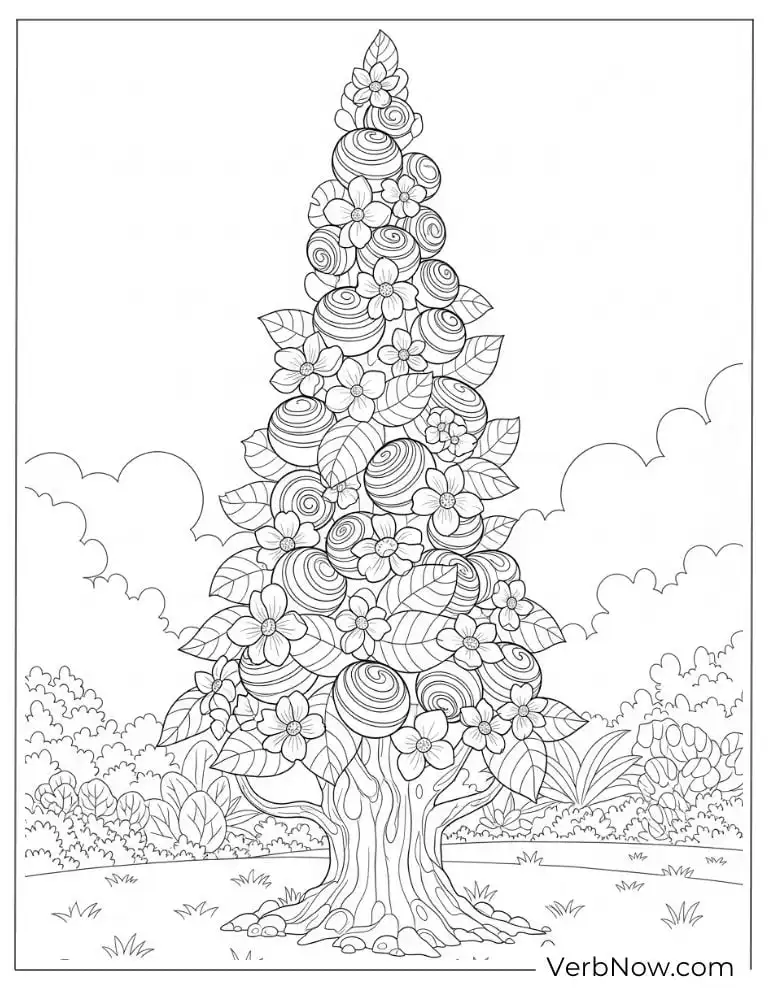 A tall tree chocolate coloring sheet