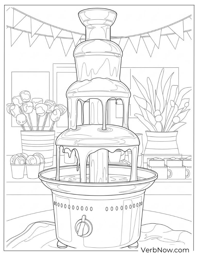 A large chocolate fountain coloring page