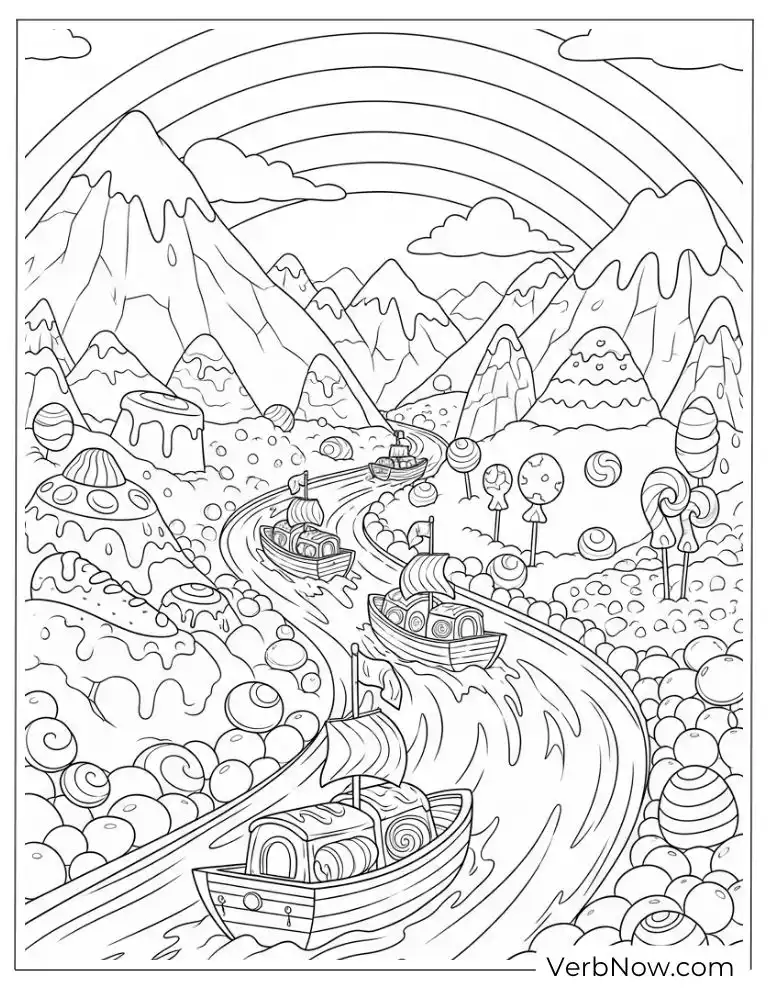 A magical chocolate river coloring pages