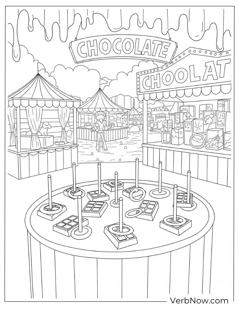 A carnival booth displays chocolates