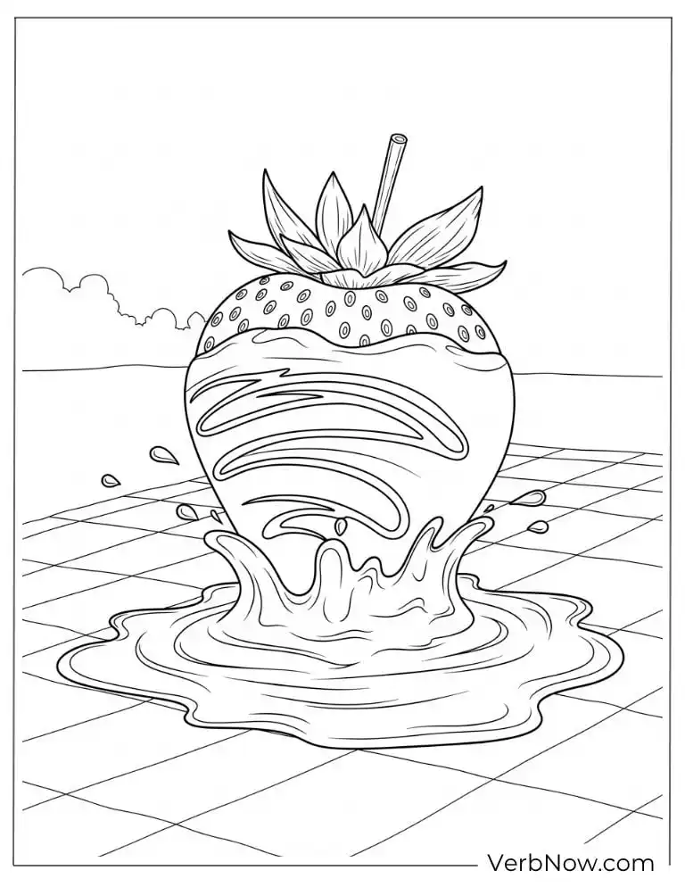 Coloring page of a strawberry chocolate