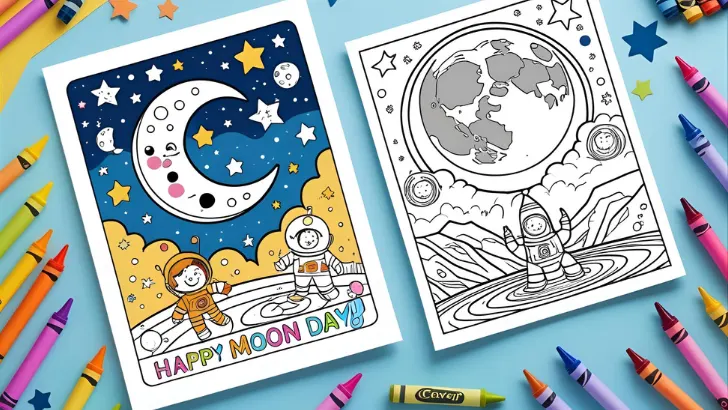 national moon day coloring pages