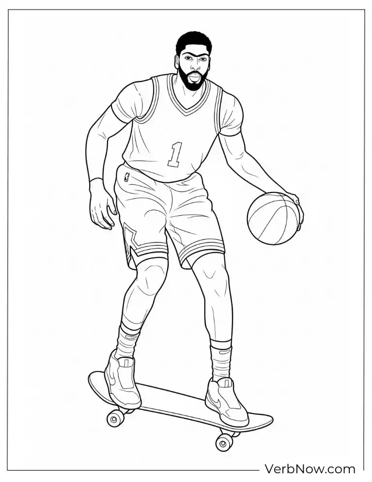 Anthony Davis riding a skateboard while dribbling