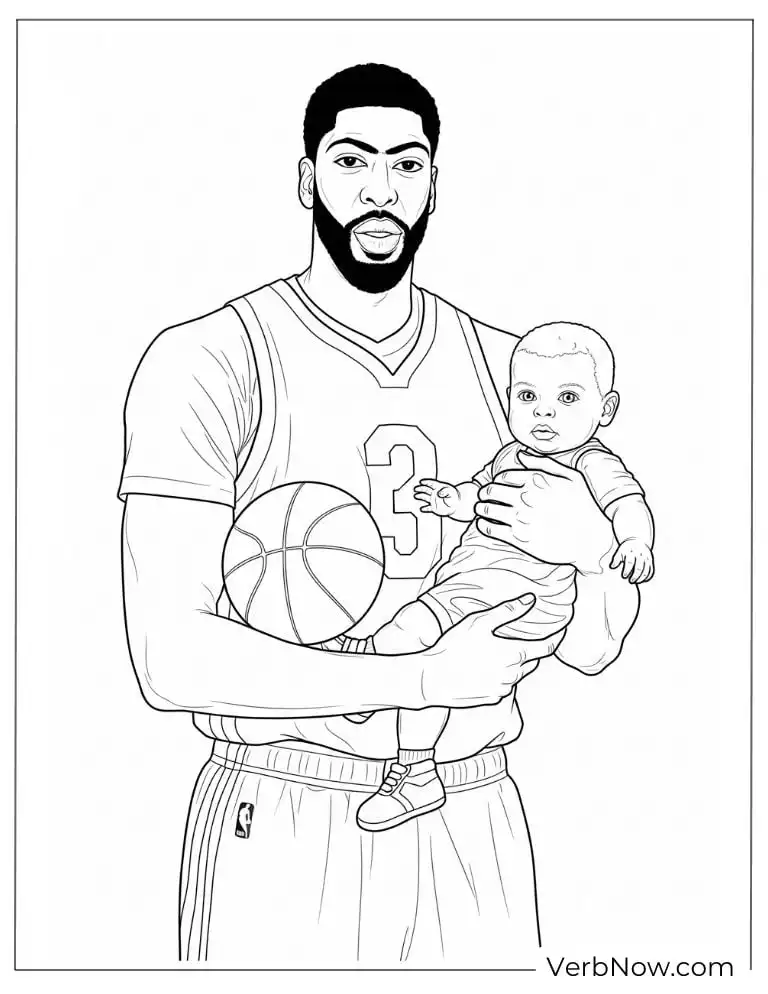Anthony Davis holding a baby and a basketball