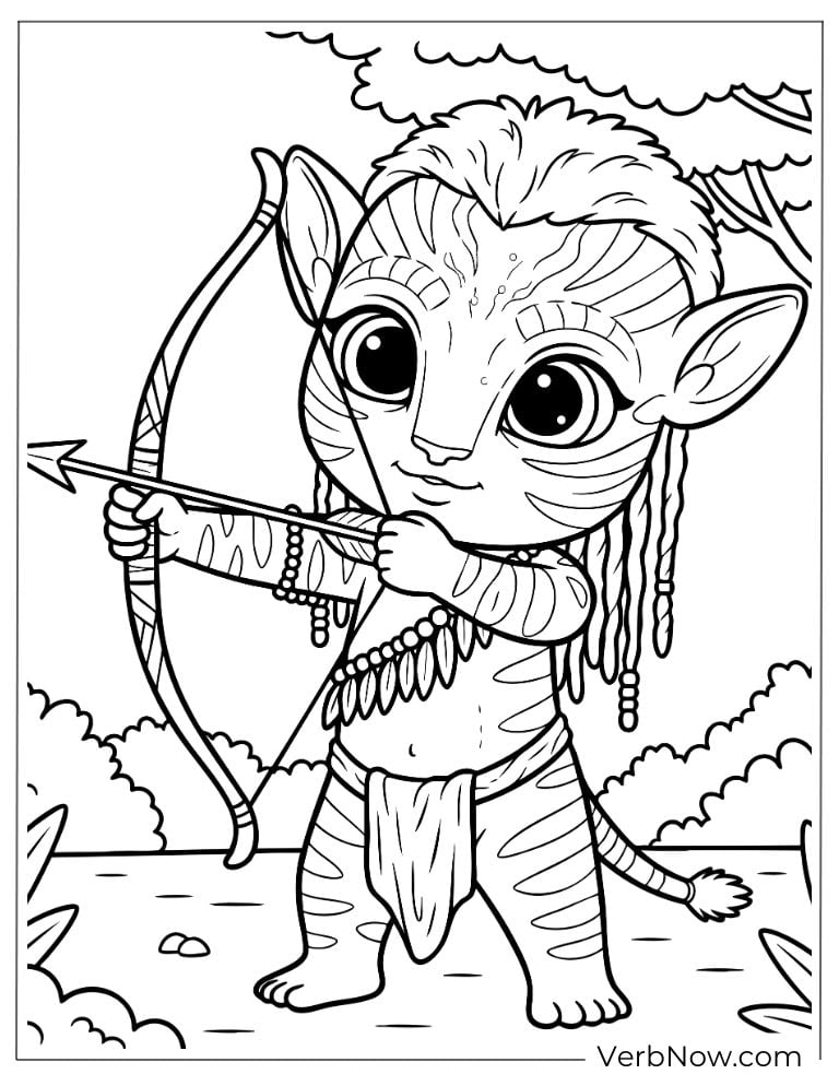 Cute young Na’vi holding a bow and arrow