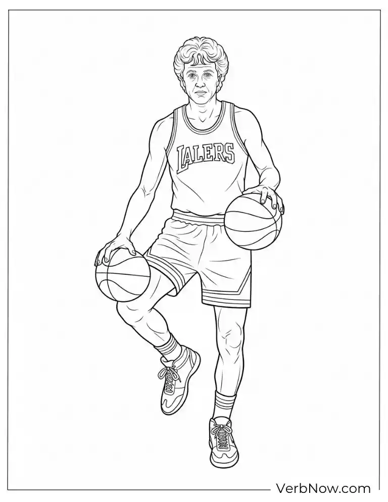 Larry Bird holding a basketball in game stance