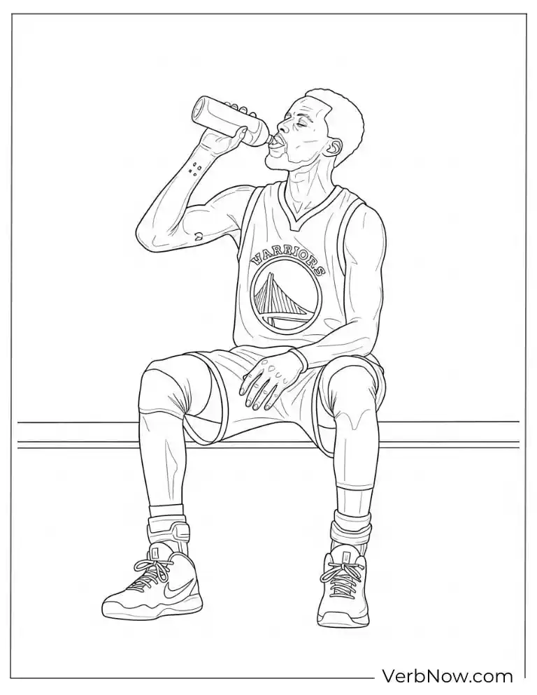 Stephen Curry sitting and drinking
