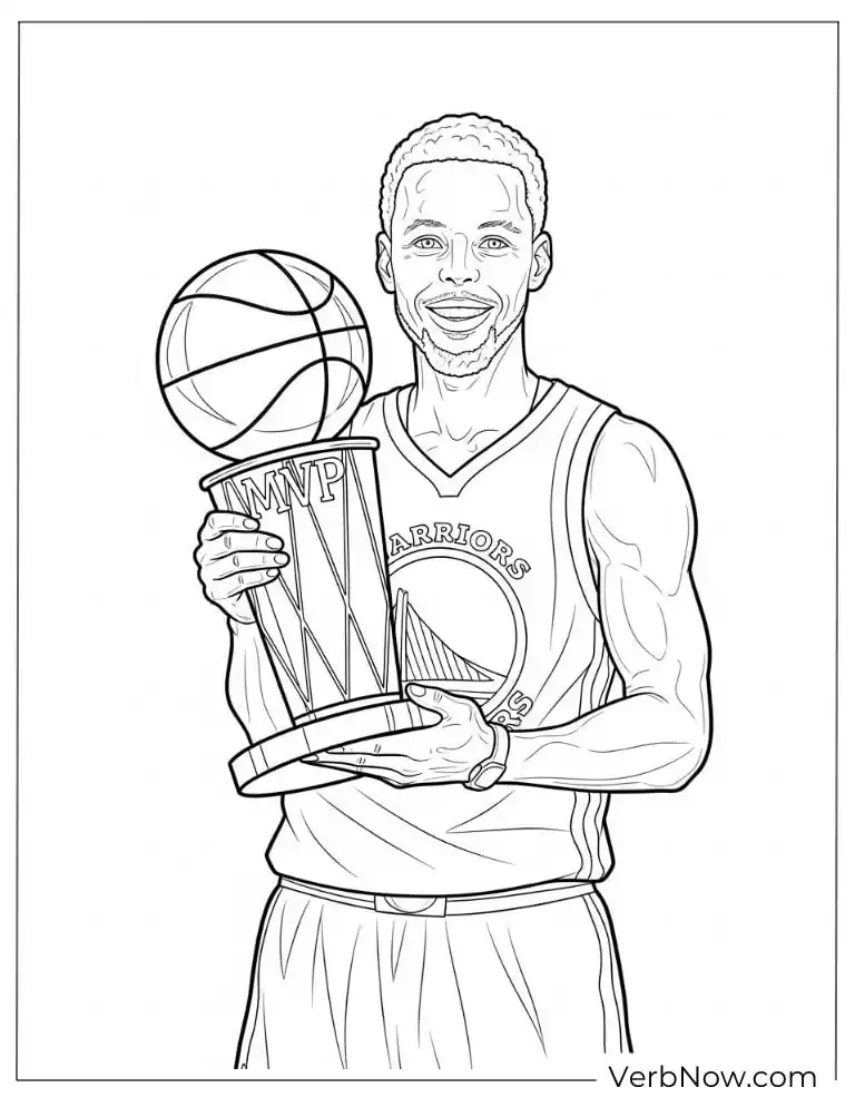 Stephen Curry holding a championship trophy