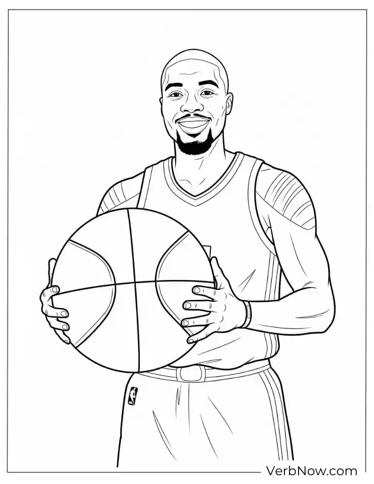 24 Free Basketball Player Coloring Pages (Printable PDF) Damian Lillard holding a basketball