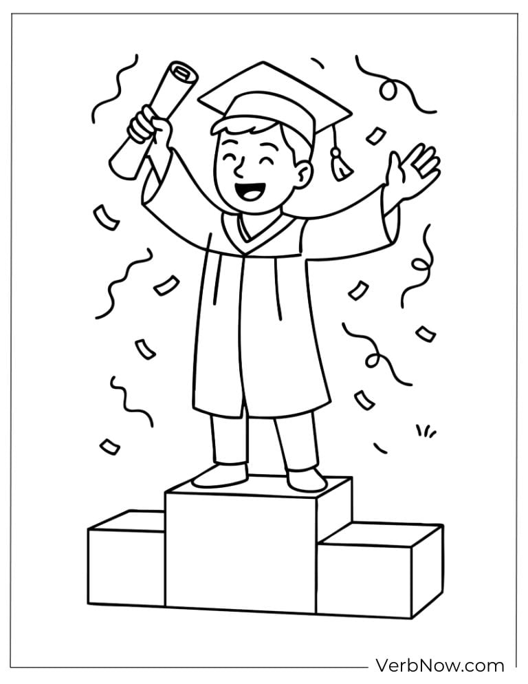 A proud graduate standing on a podium with diploma in hand