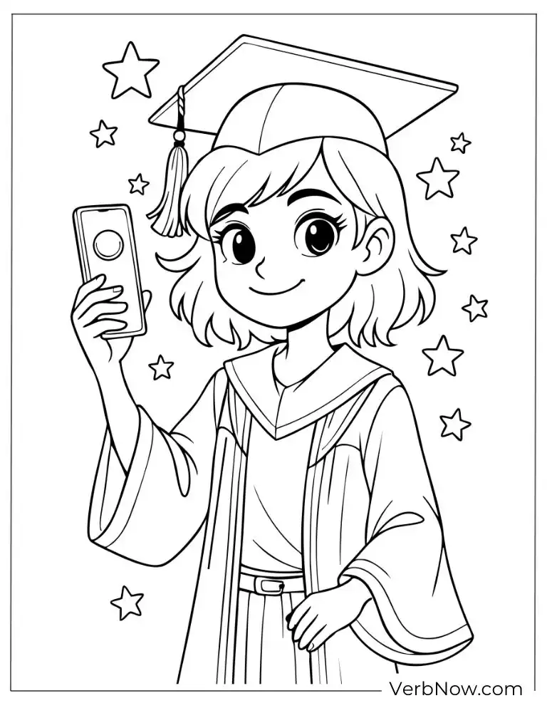 22 Fun Graduation Coloring Pages (Printable PDF) A graduate girl proudly holding her diploma
