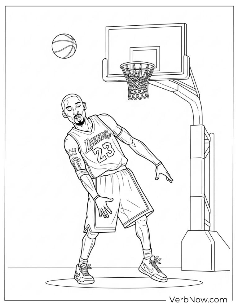 Kobe Bryant trick shot coloring page