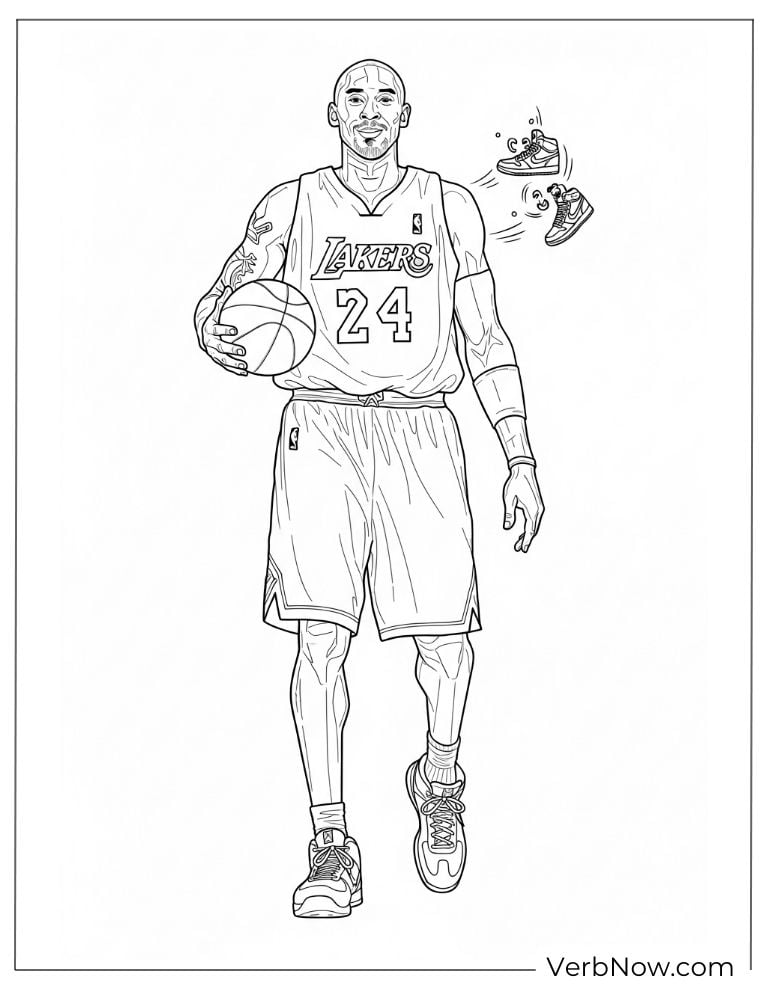 Kobe Bryant holding basketball coloring page