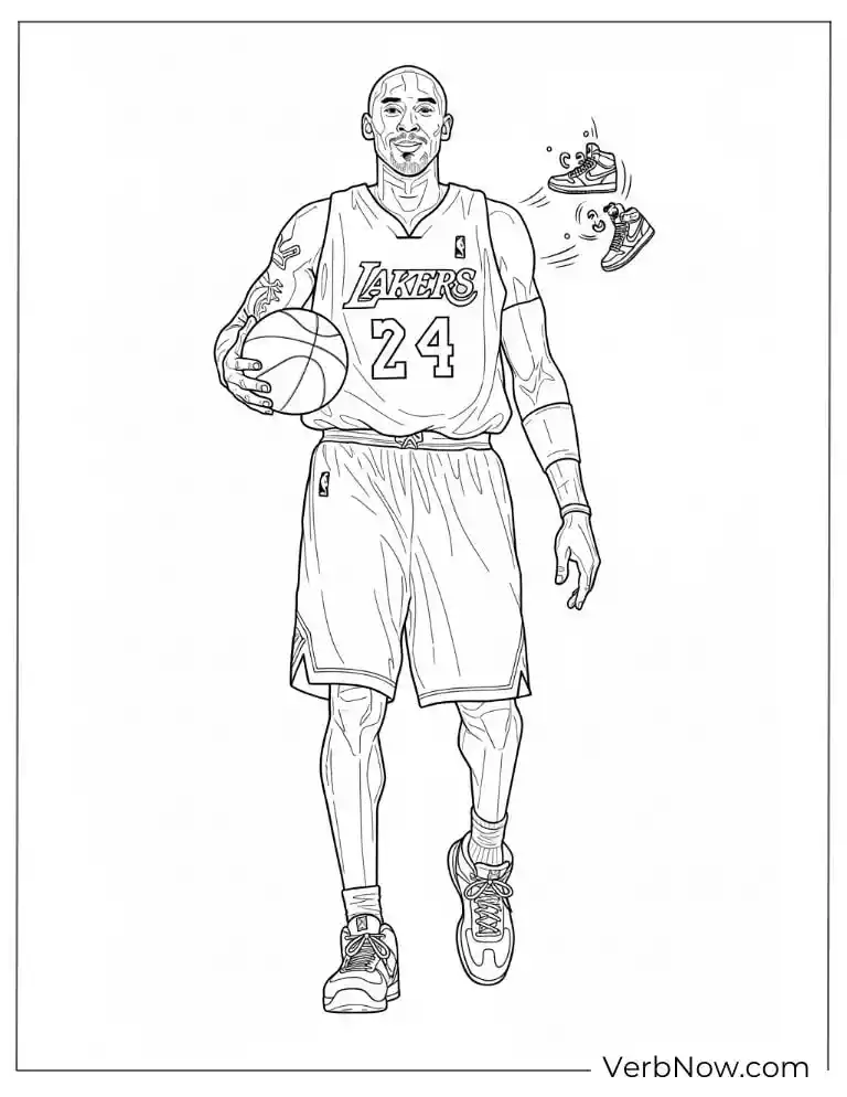 Kobe Bryant holding basketball coloring page