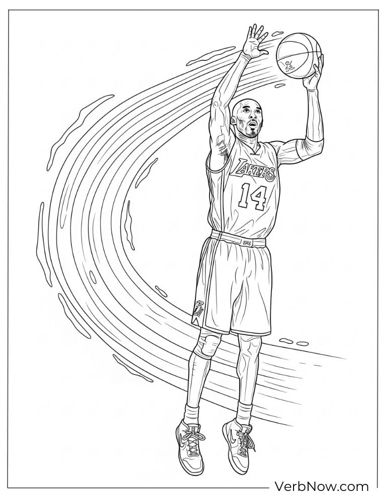 Kobe Bryant shooting basketball coloring page