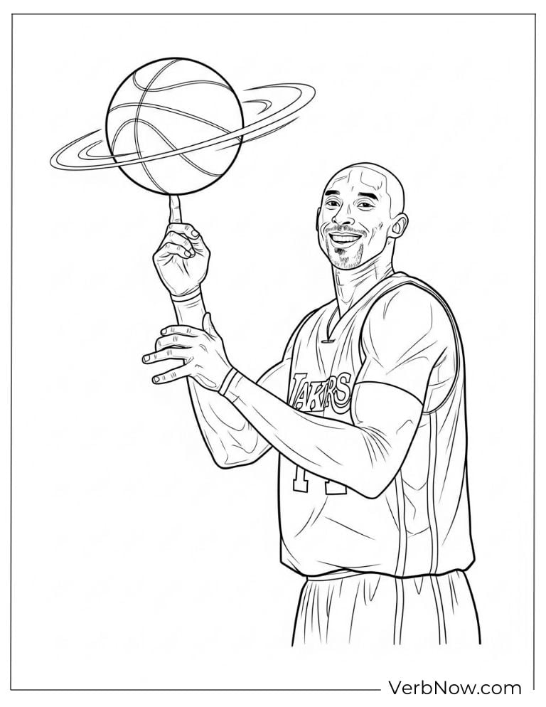 Kobe Bryant spinning ball coloring page