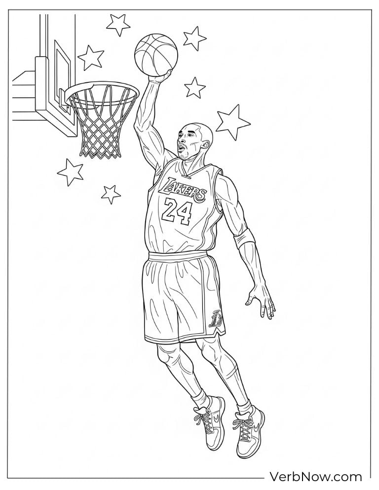 Kobe Bryant slam dunk coloring sheet