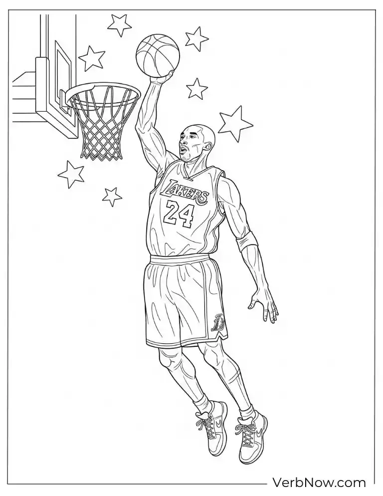 Kobe Bryant slam dunk coloring sheet