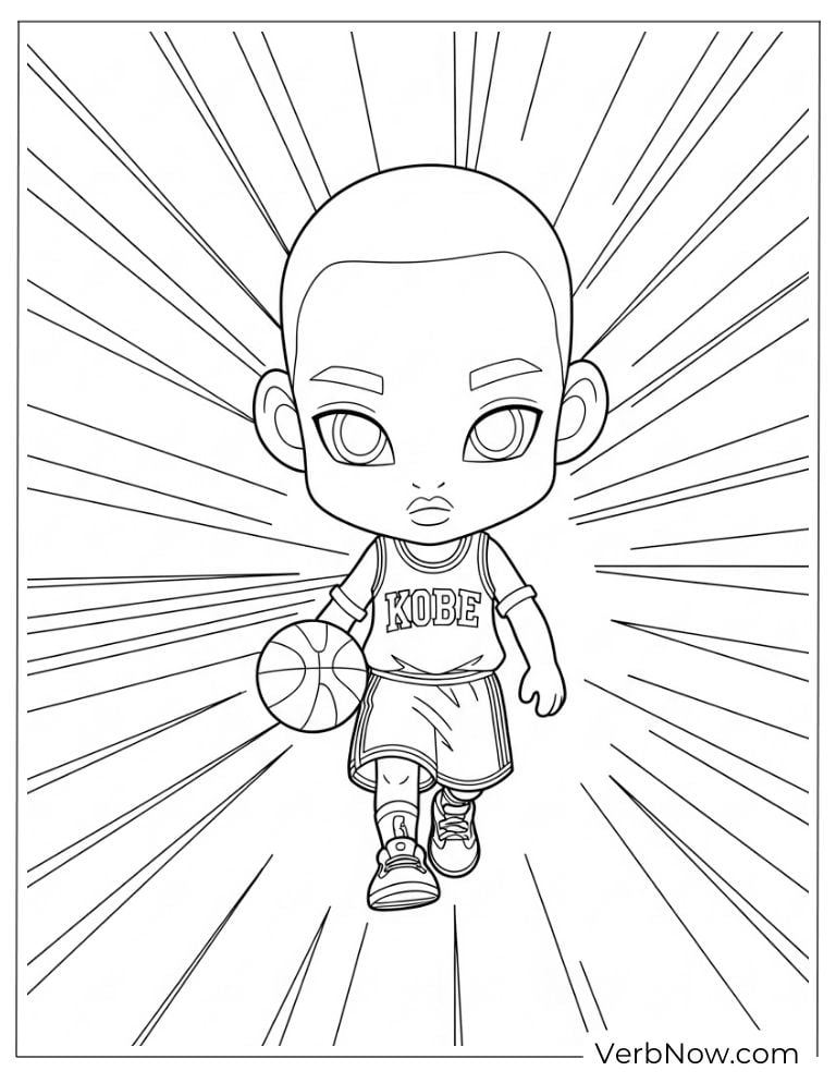Coloring page of chibi Kobe Bryant