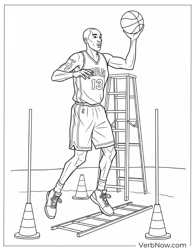 Kobe Bryant in training coloring page