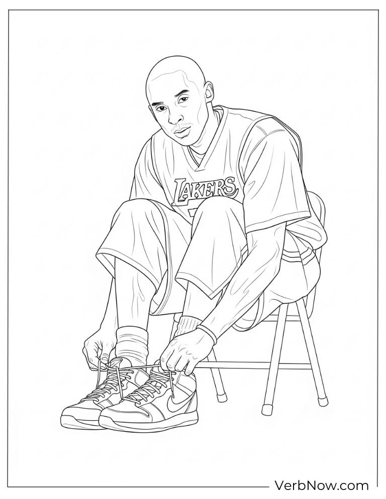 Kobe Bryant tying shoes coloring page