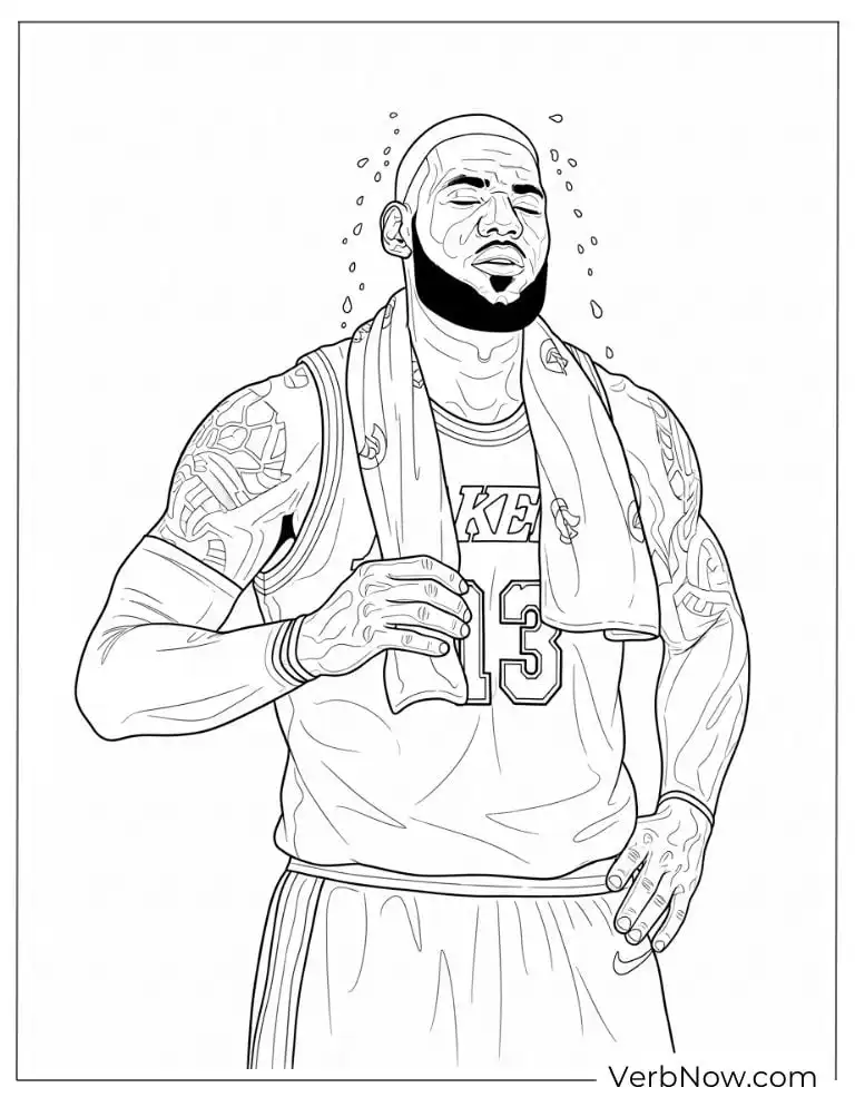 LeBron James cooling down with a towel and water bottle