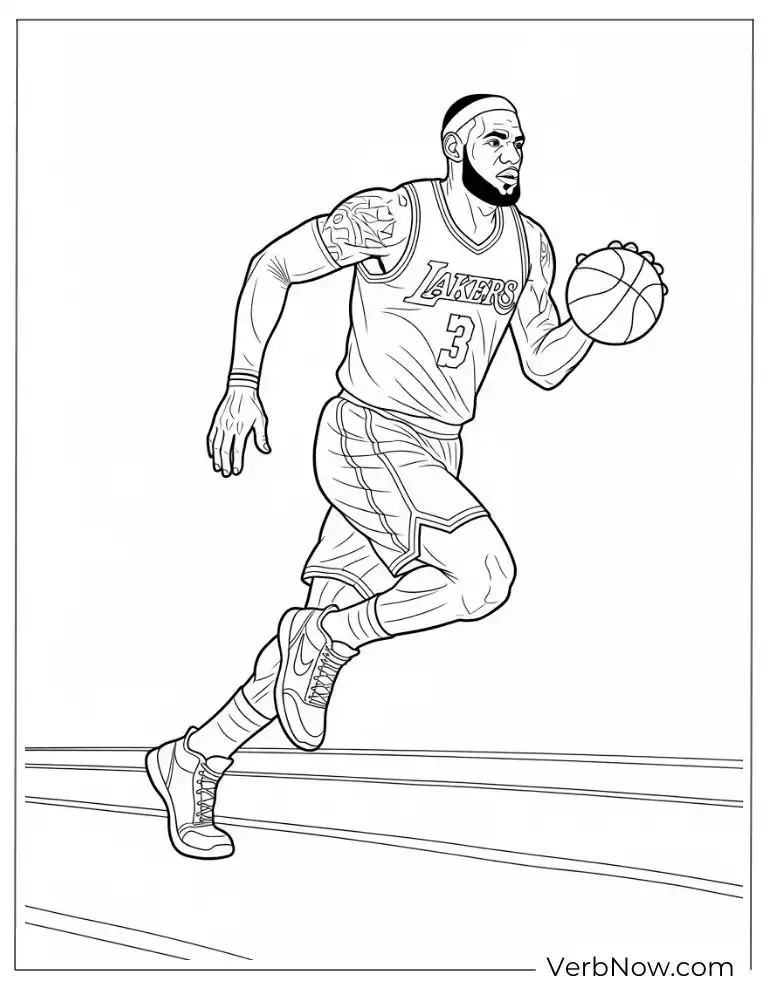 LeBron James running while holding the ball in motion