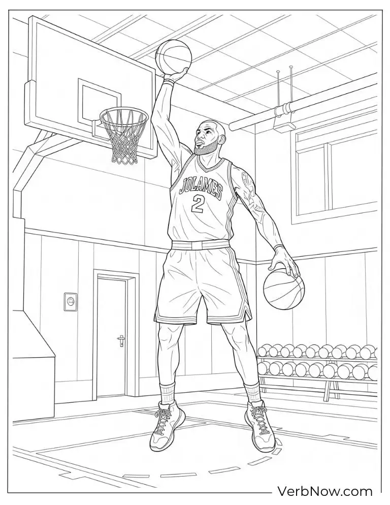 LeBron James standing ready to shoot near the hoop