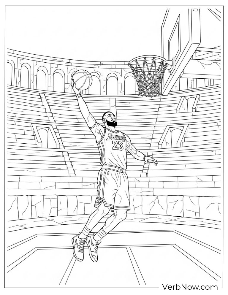 LeBron James jumping for a dunk in a stadium