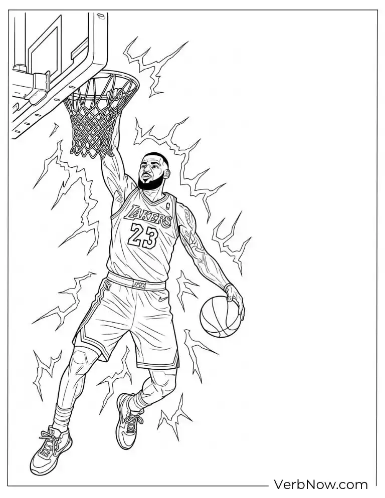 LeBron James dunking with electric energy effects
