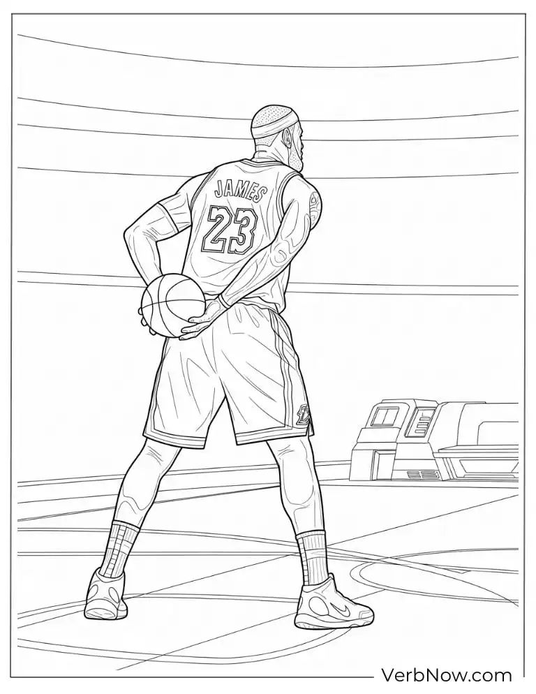LeBron James holding the ball behind his back, facing the court
