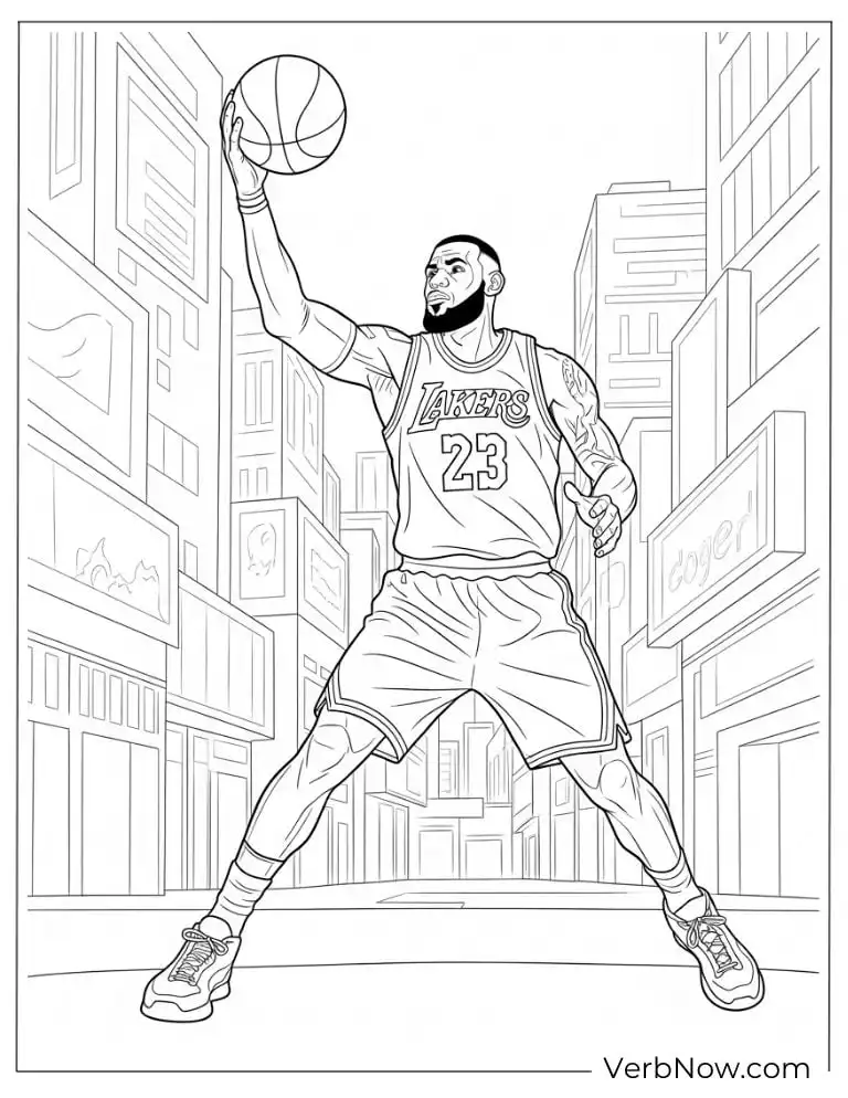 LeBron James dribbling in a city street setting
