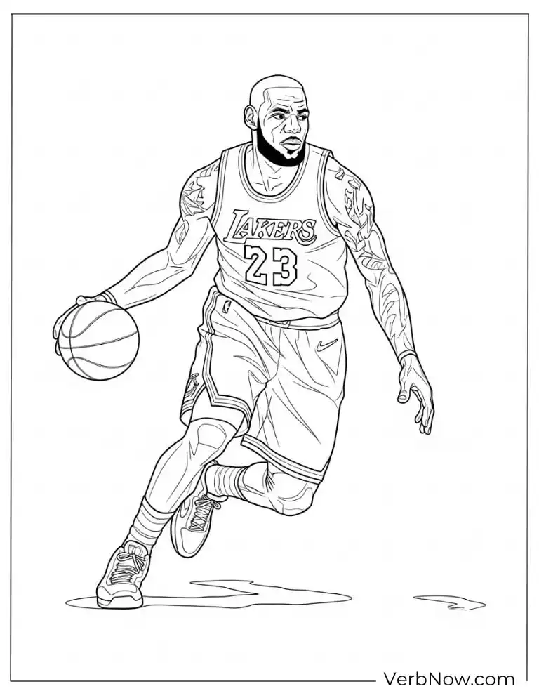 22 Free Printable LeBron James Coloring Pages for Every Fan LeBron James running with the basketball